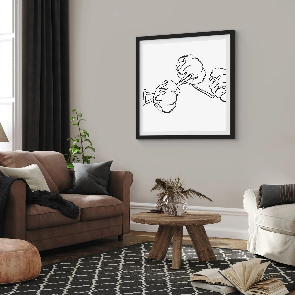 Plakát v černém rámu - Bavlněné chmýří - 60x60 cm