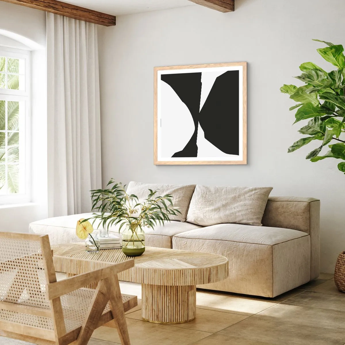 Plakát v rámu světlý dub - Positive-negative - 40x40 cm