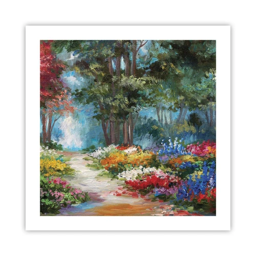 Plakát - Lesní zahrada, květinový les - 50x50 cm