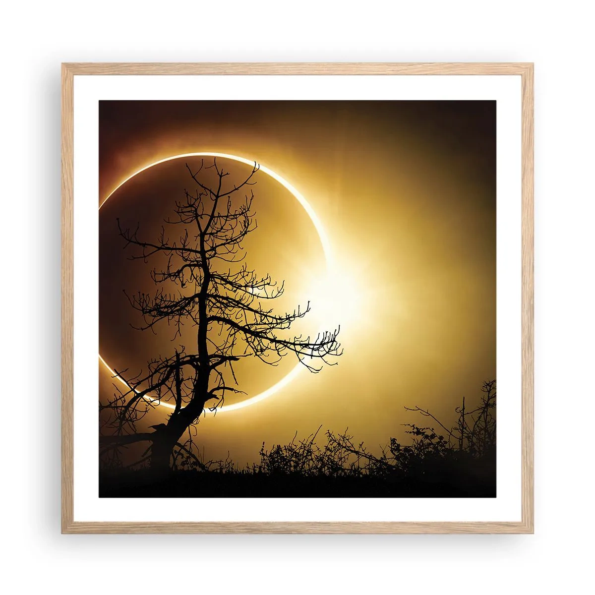 Plakát v rámu světlý dub - Úplné zatmění - 60x60 cm