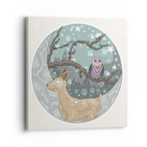 Obraz na plátně - Pohádková, lesní noc - 30x30 cm