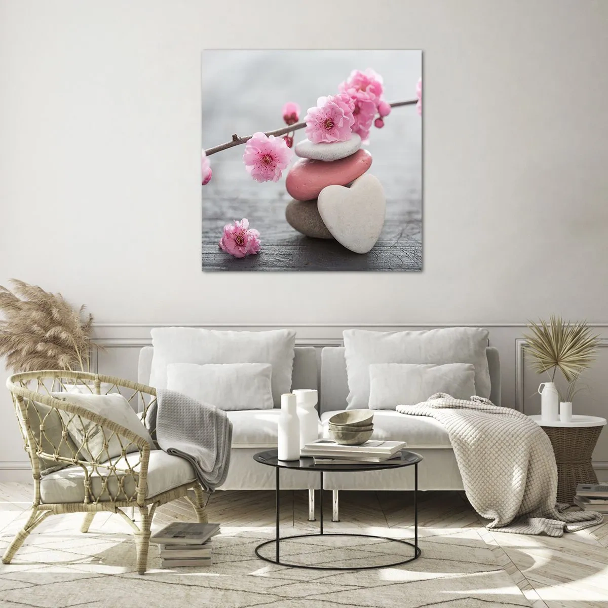 Obraz na skle - Blaženost s višňovým květem - 60x60 cm