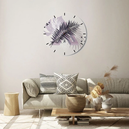 Nástěnné hodiny - Moderní grafika s palmovými listy - 30x30cm - Stín stínu - Moderní nástěnná dekorace do obývacího pokoje, kuchyně a ložnice ARTTOR