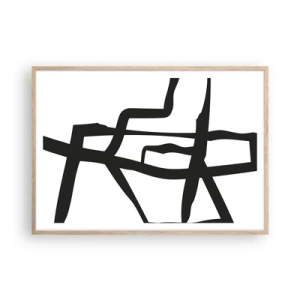 Plakát v rámu světlý dub - Černobílá konstrukce - 100x70 cm