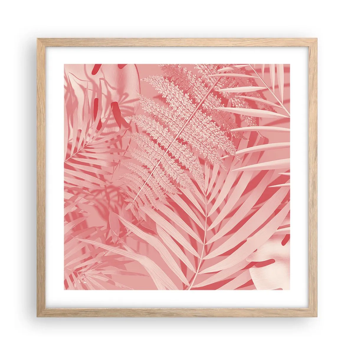 Plakát v rámu světlý dub - Růžový koncept - 50x50 cm