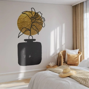Fototapeta Samolepicí Deluxe Sticker - Krása, která má cenu zlata - Váza, Květiny, Minimalismus - 200x140 cm