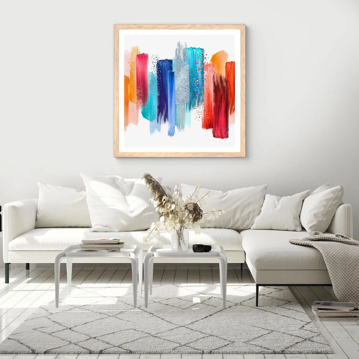 Plakát v rámu světlý dub - Nahoru a dolů  - 40x40 cm