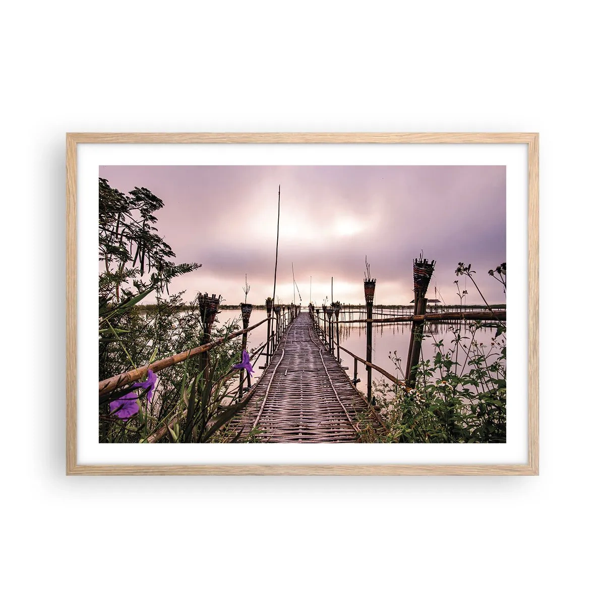 Plakát v rámu světlý dub - Klid a pohoda Asie - 70x50 cm