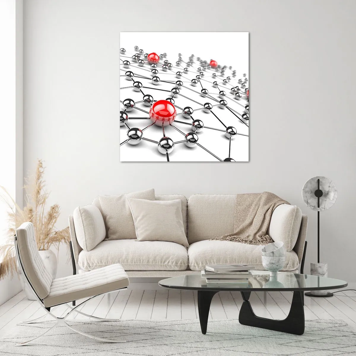 Obraz na skle - Stříbrná síť - 50x50 cm