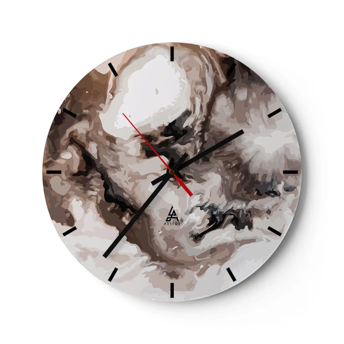 Nástěnné hodiny - Abstraktní vzor v odstínech hnědé, bílé a šedé - 30x30cm - Zrození galaxie - Moderní nástěnná dekorace do obývacího pokoje, kuchyně a ložnice ARTTOR