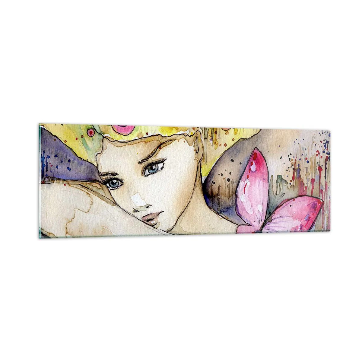 Obraz na skle - Motýlí princezna - 90x30 cm