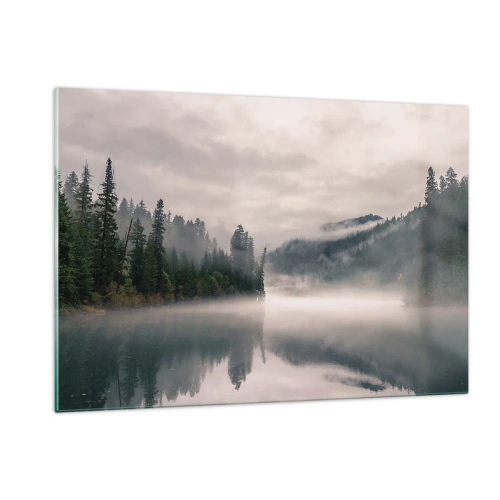 Obraz na skle - V zamyšlení, v mlze - 120x80 cm