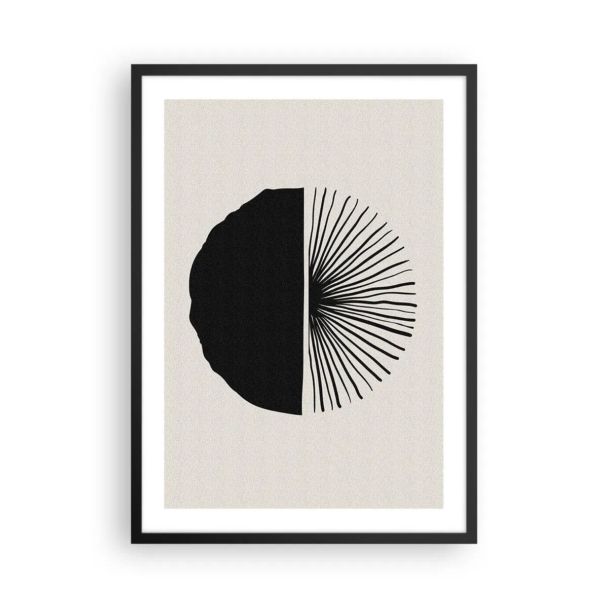 Plakát v černém rámu - Minimalistická černobílá abstrakce - 50x70cm - Řada možností - Moderní nástěnná dekorace do obývacího pokoje a ložnice ARTTOR