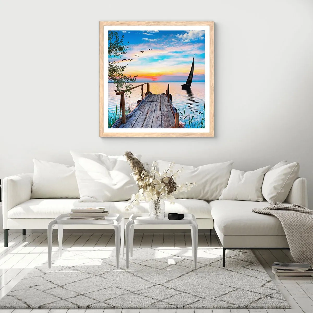 Plakát v rámu světlý dub - Dobrý večer - 40x40 cm