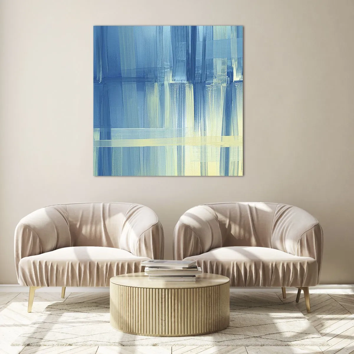 Obraz na skle - Kompozice v tyrkysu - 30x30 cm