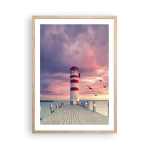 Plakát v rámu světlý dub - Čas jít do přístavu - 50x70 cm