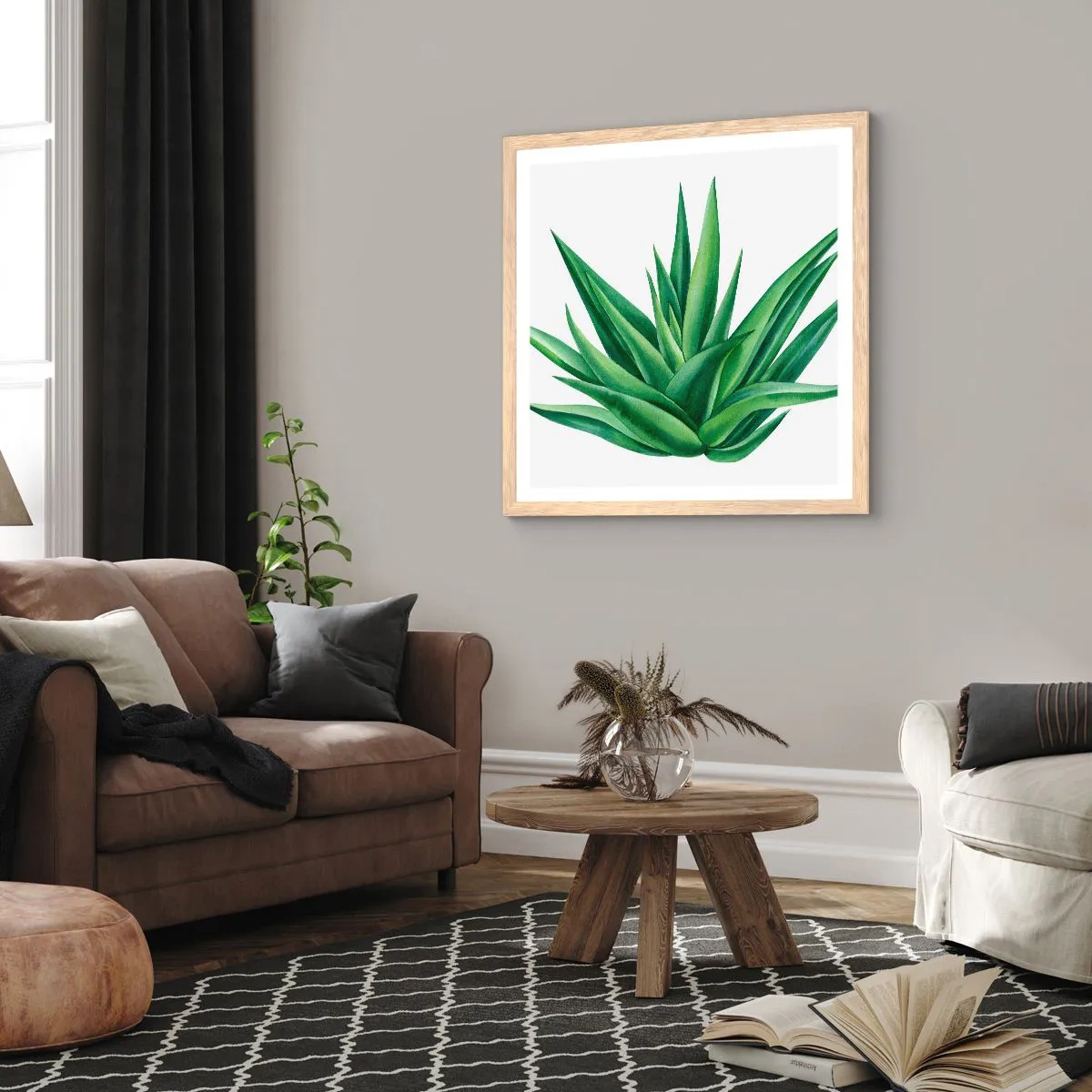 Plakát v rámu světlý dub - Zelená – síla – život - 40x40 cm