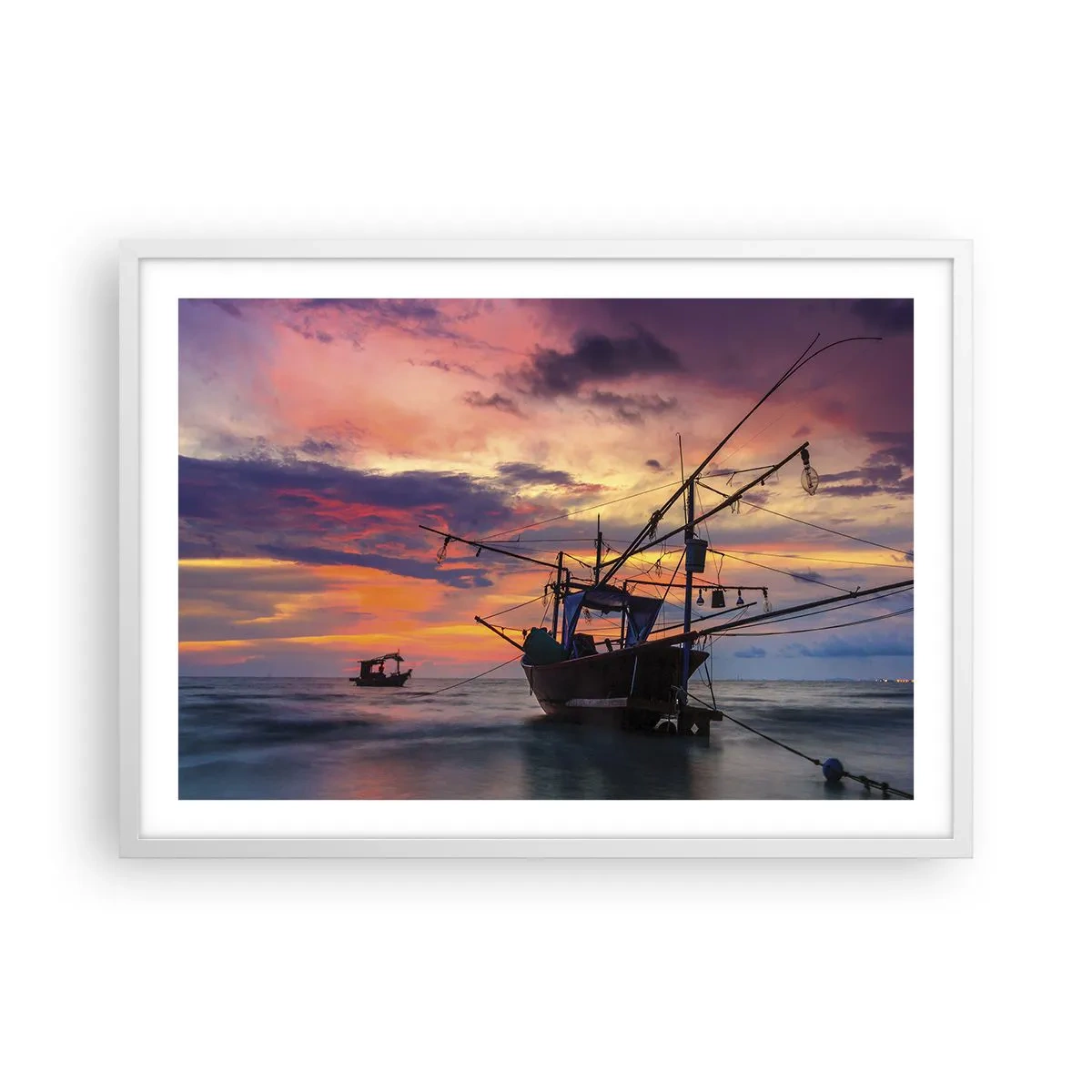 Plakát v bílém rámu - Exotický večer - 70x50 cm