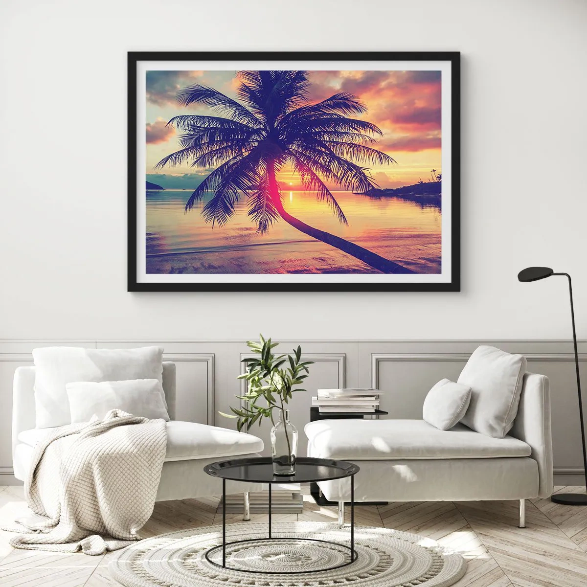 Plakát v černém rámu - Večer pod palmami - 70x50 cm