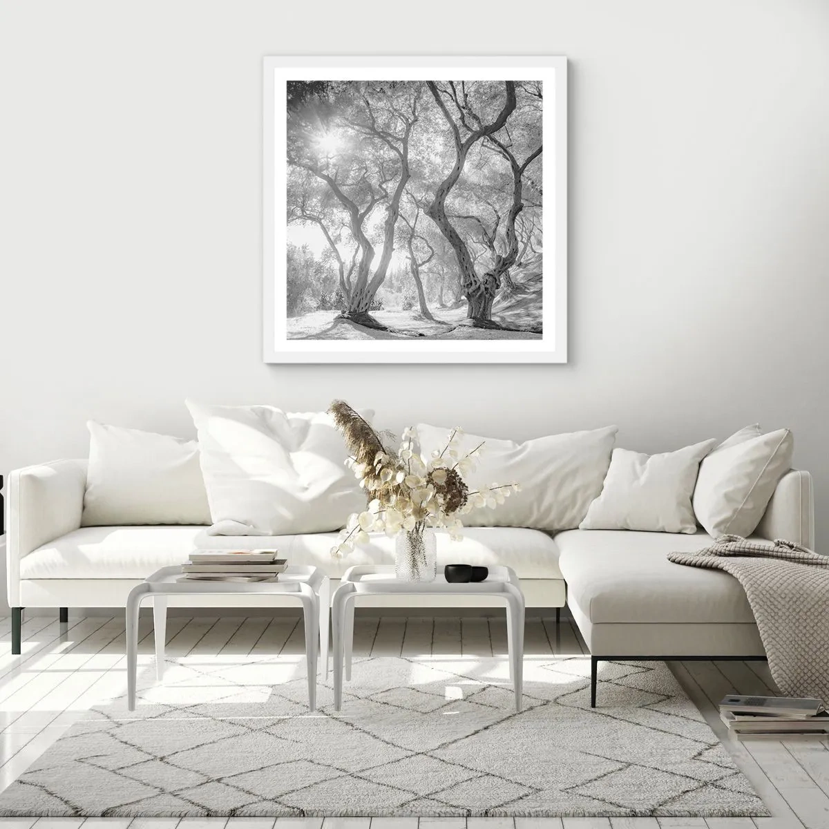 Plakát v bílém rámu - V olivovém háji - 40x40 cm