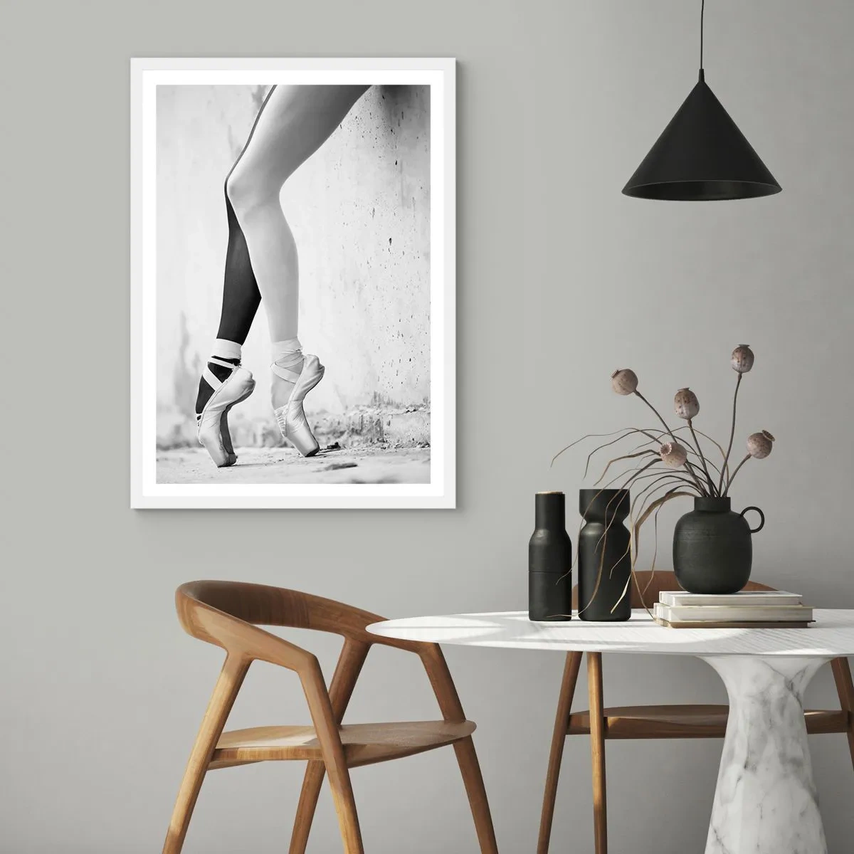 Plakát v bílém rámu - Balerína, voila! - 70x100 cm
