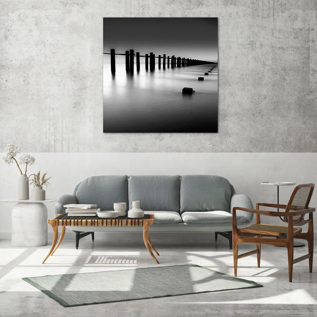 Obraz na skle - Šedá dálka v mlze - 60x60 cm