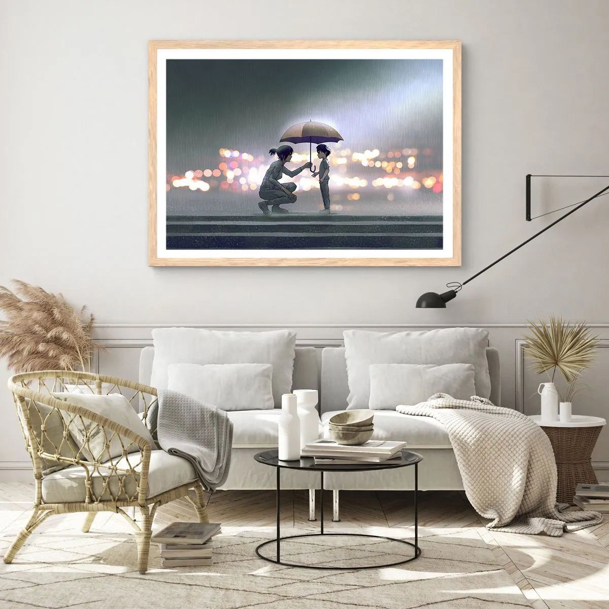 Plakát v rámu světlý dub - A vše je v pořádku - 70x50 cm