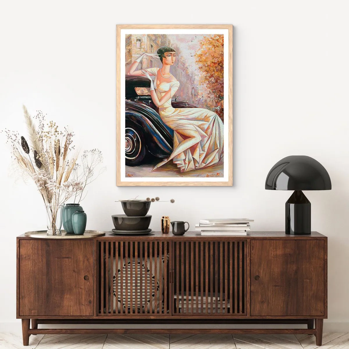 Plakát v rámu světlý dub - Elegance v retro stylu - 40x50 cm