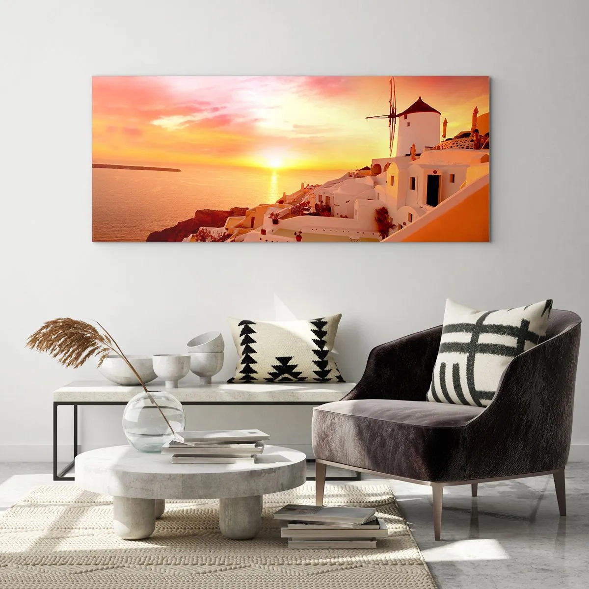 Obraz na skle - Rozplynout se v bílé a zlaté - 100x40 cm