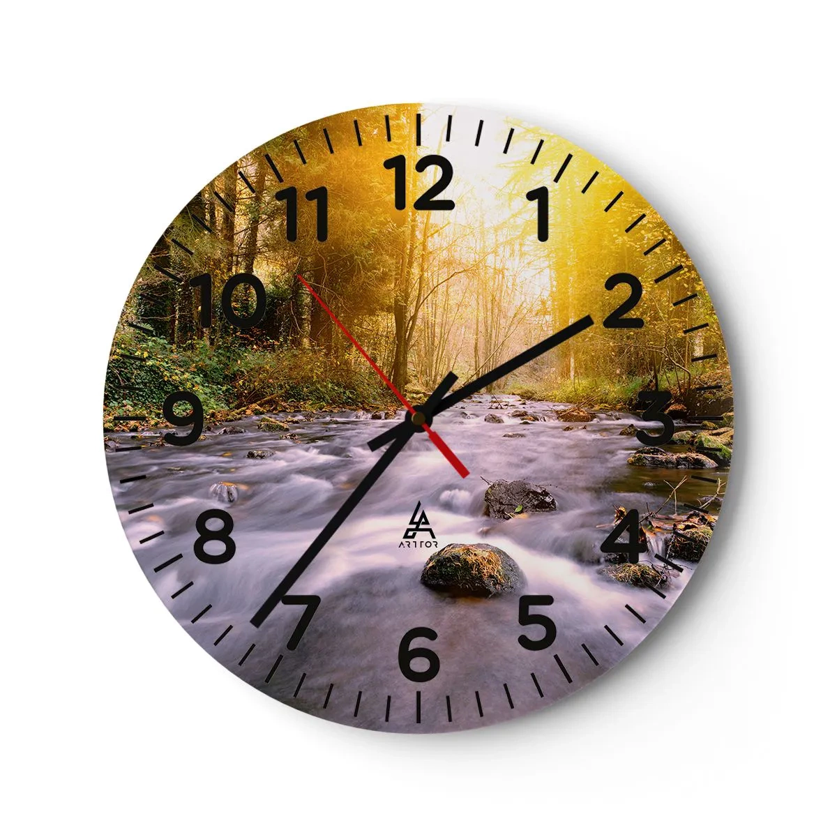 Nástěnné hodiny - Malachit ve stříbrně-zlaté podobě - 40x40 cm