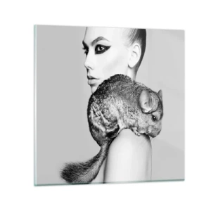 Obraz na skle - Dáma s činčilou - 40x40 cm