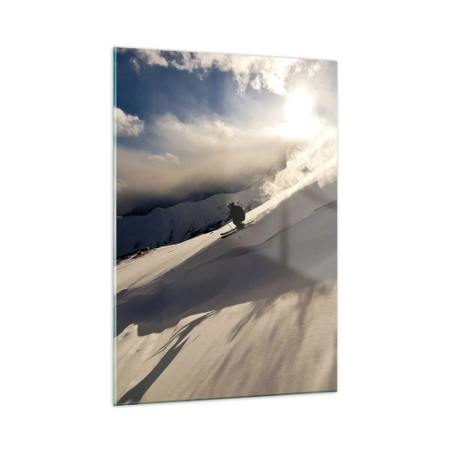 Obraz na skle - Přijatá výzva hor - 50x70 cm