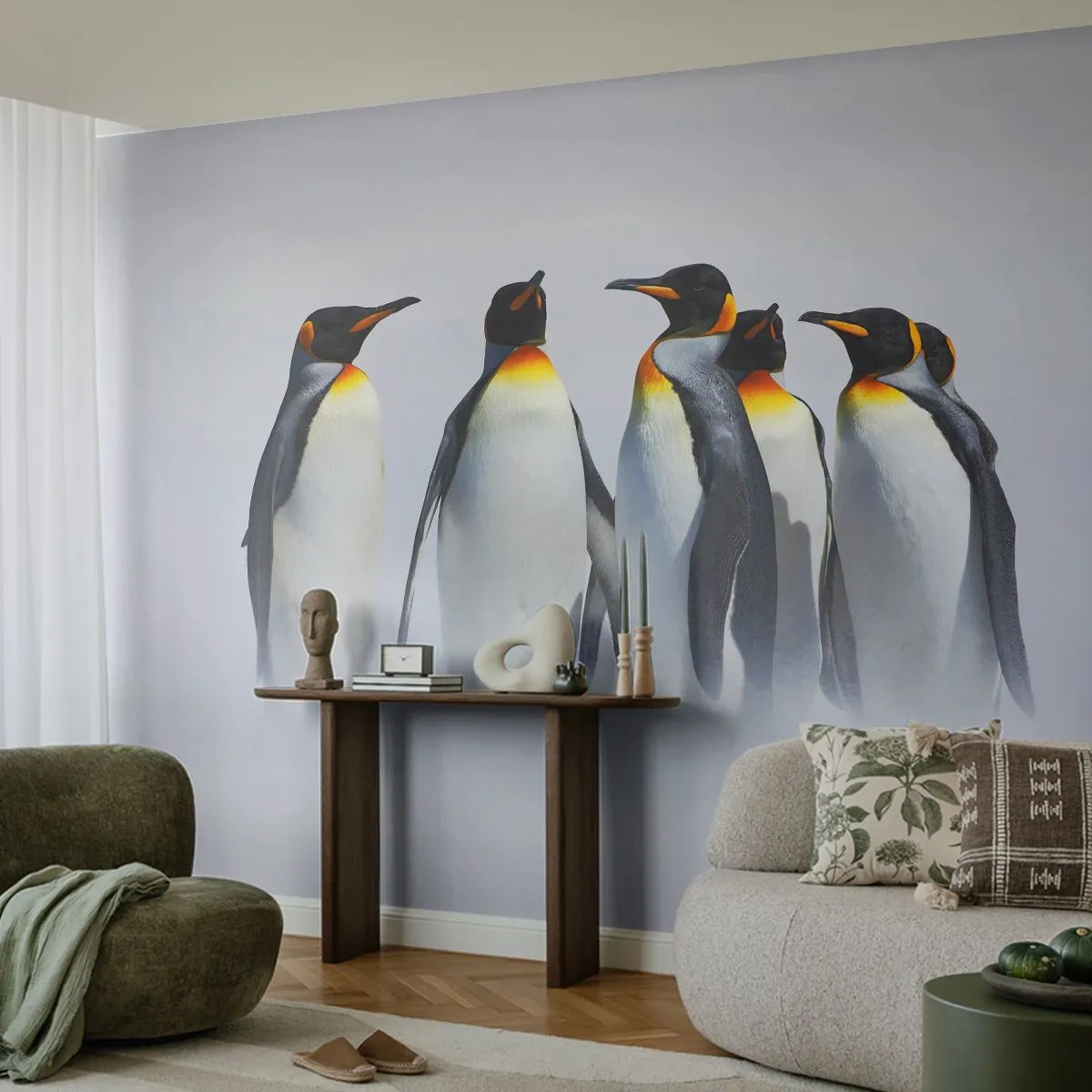 Fototapeta Premium Canvas - Setkání ve večerních róbách - Zvířata, Tučňák, Příroda - 250x175 cm