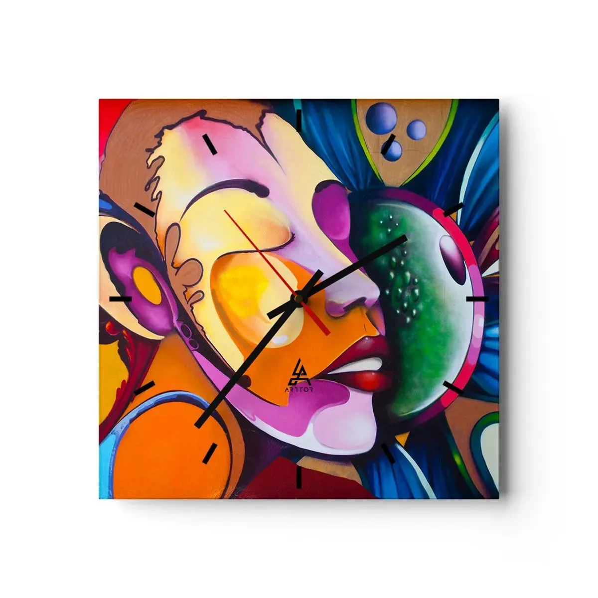 Nástěnné hodiny - Dotknout se barvou - 30x30 cm