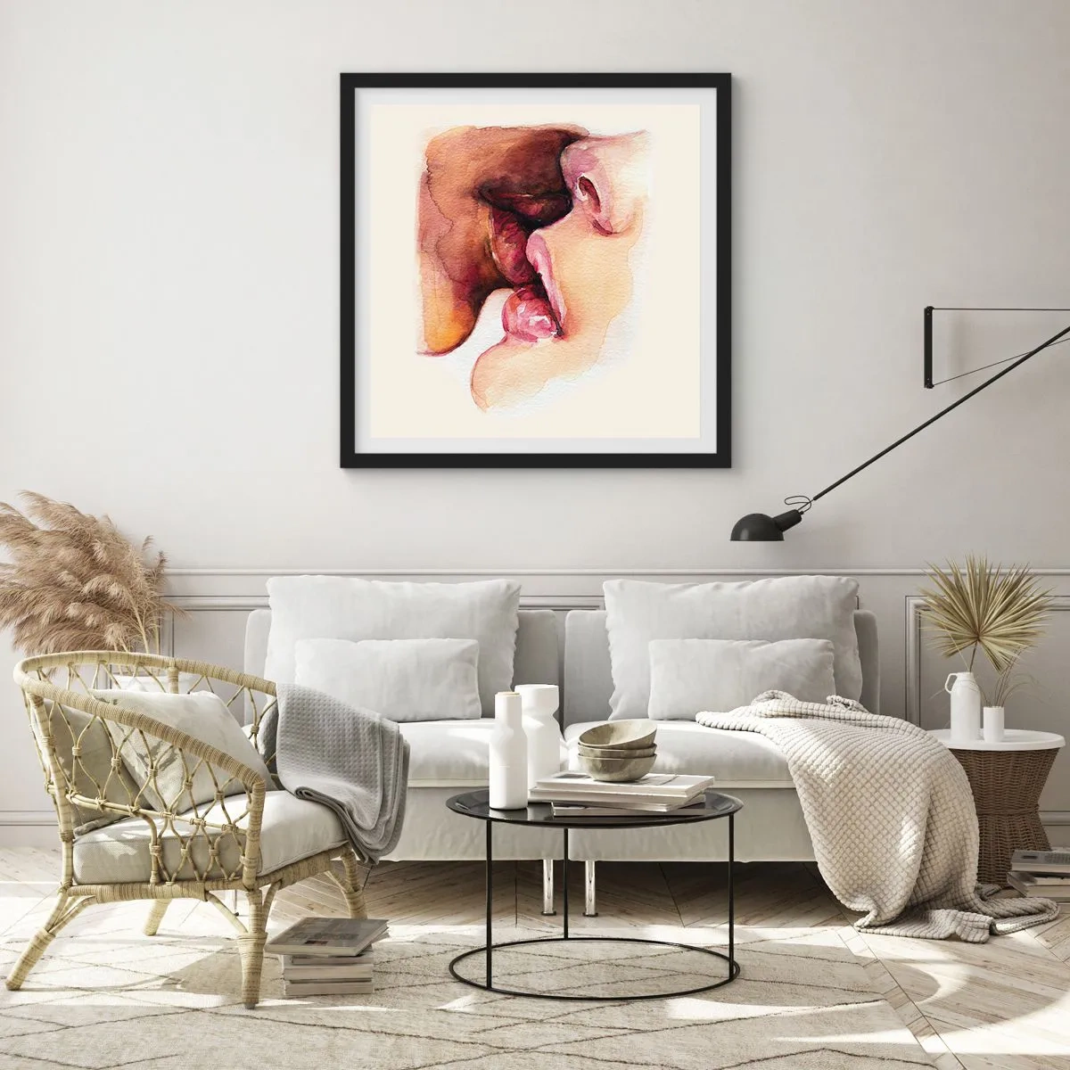 Plakát v černém rámu - Jako noc a den, země a nebe - 60x60 cm