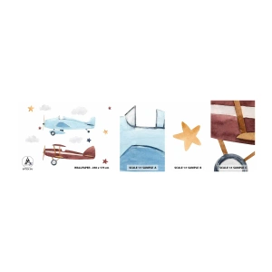 Vzor Fototapety Samolepicí Deluxe Sticker - Pane pilote, čekáme! - Letadla, Retro, Dětské - 100x30 cm