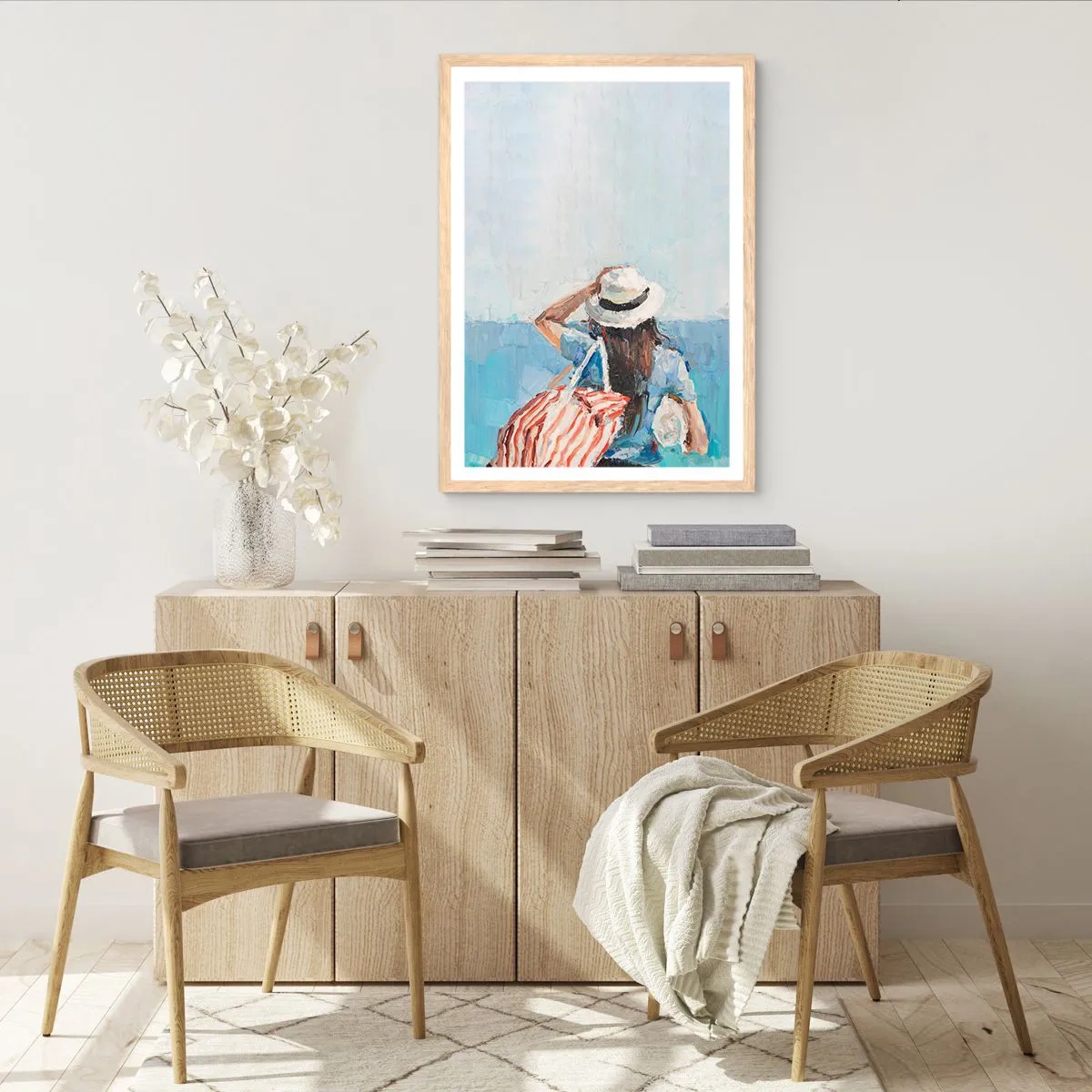 Plakát v rámu světlý dub - Vítej na dovolené - 61x91 cm