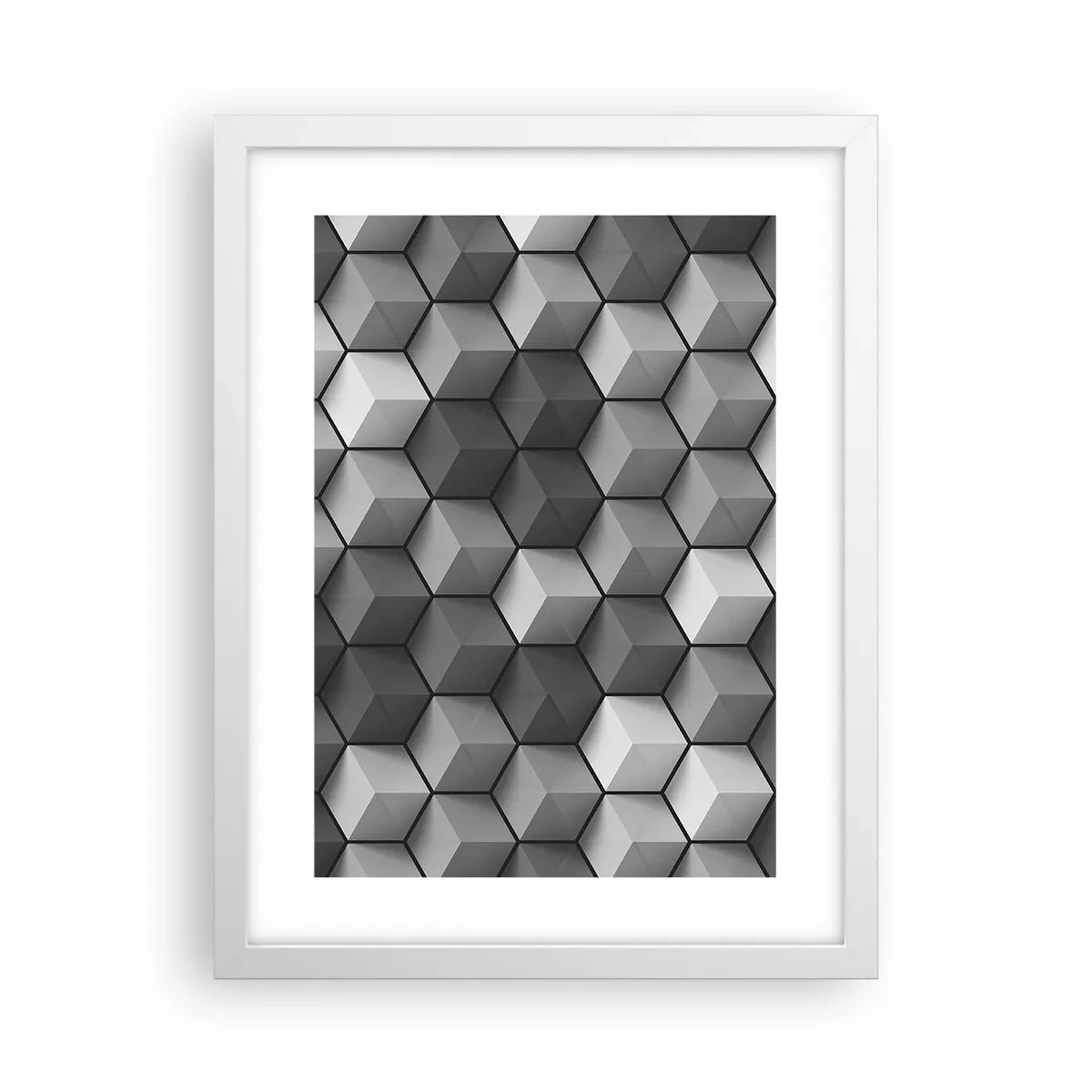 Plakát v bílém rámu - Kubistické puzzle - 30x40 cm