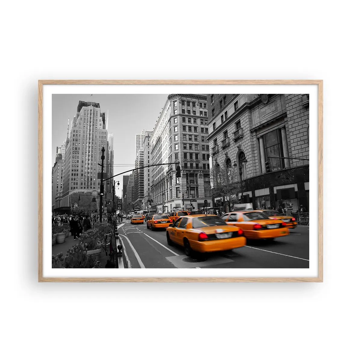 Plakát v rámu světlý dub - Slunce velkoměsta - 100x70 cm