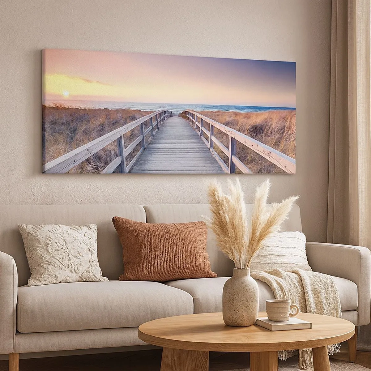 Obraz na plátně - Baltská večerní polární záře - 100x40 cm