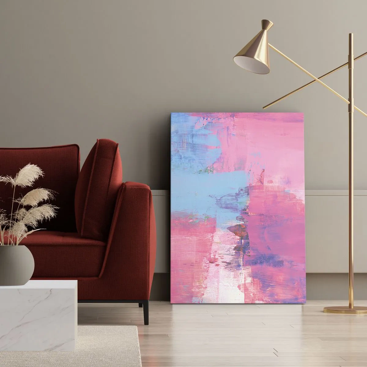 Obraz na plátně - Růžová, modrá a špetka světla - 50x70 cm