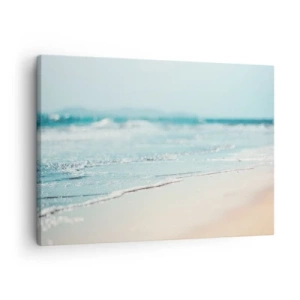 Obraz na plátně - Jemné oceánské vlny na písečné pláži - 70x50cm - Teplo a hluk - Moderní nástěnná dekorace do obývacího pokoje a ložnice ARTTOR