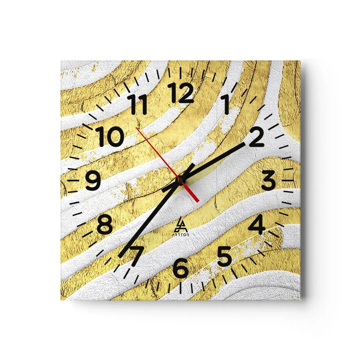Nástěnné hodiny - Kompozice v bílé a zlaté - 30x30 cm