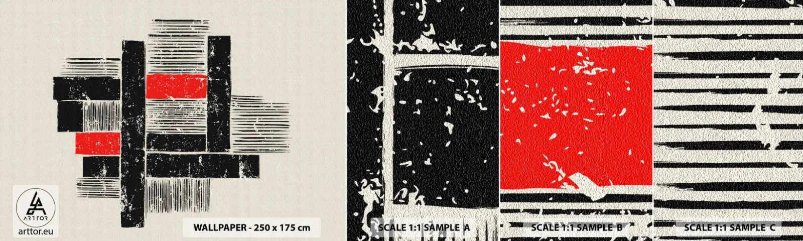 Fototapeta Vzorek Standard Eco - Červené a černé - Abstrakce, Moderní umění, Průmyslový - 100x30 cm