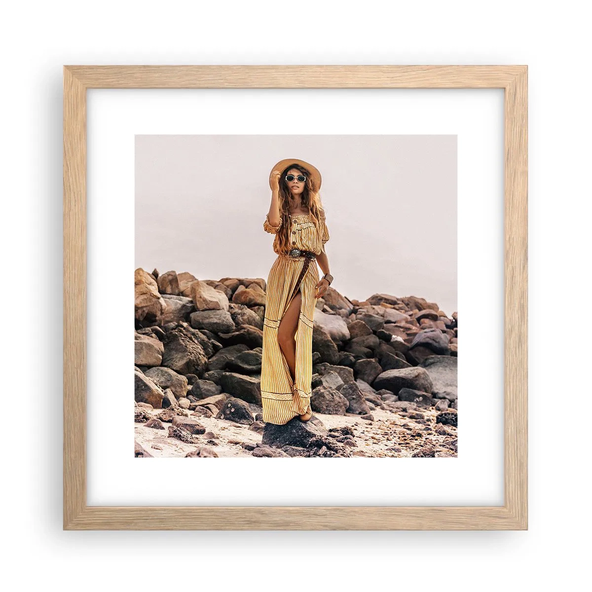 Plakát v rámu světlý dub - Kouzlo kamenů - 30x30 cm