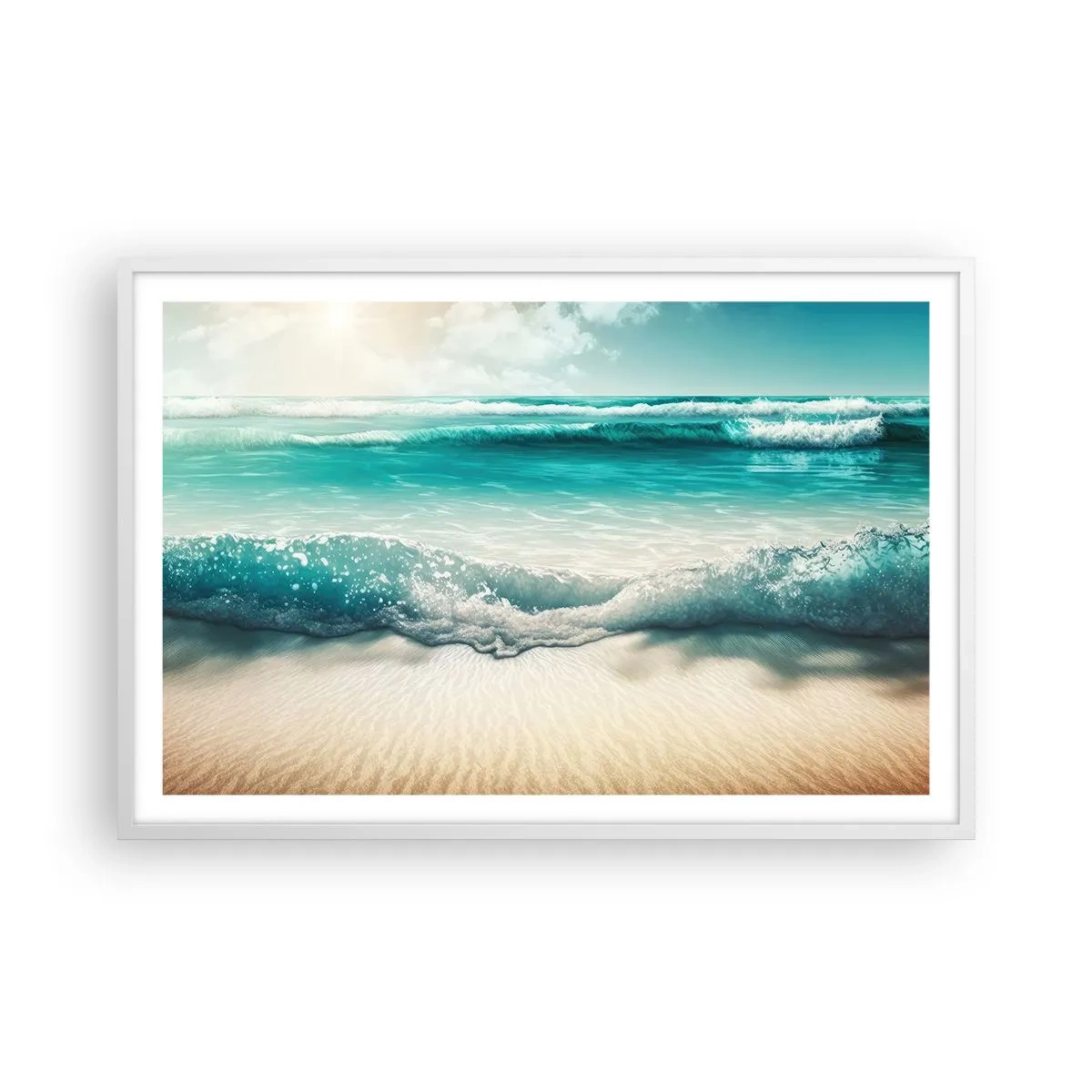 Plakát v bílém rámu - Klid oceánu - 91x61 cm