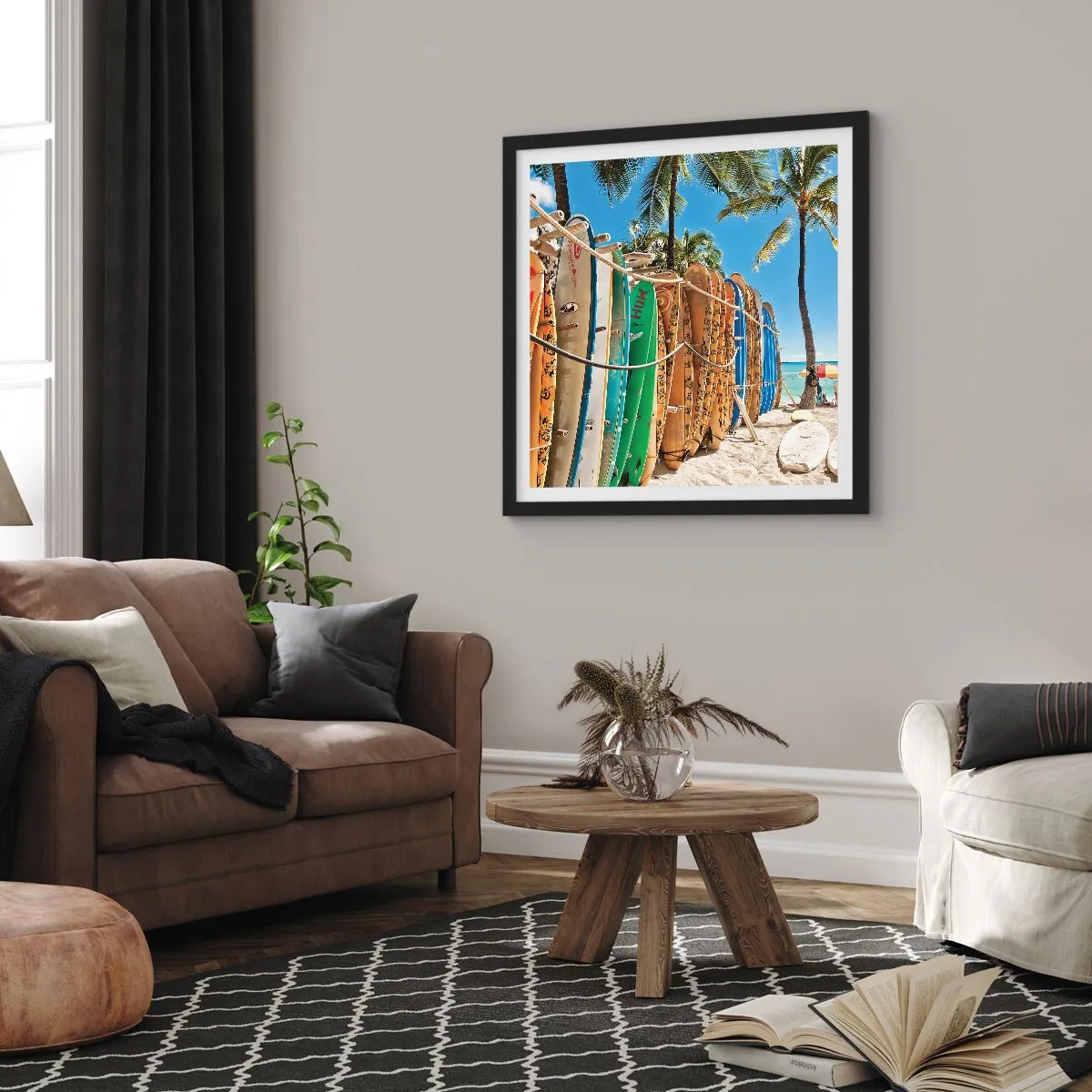 Plakát v černém rámu - Slunečná zábava - 50x50 cm