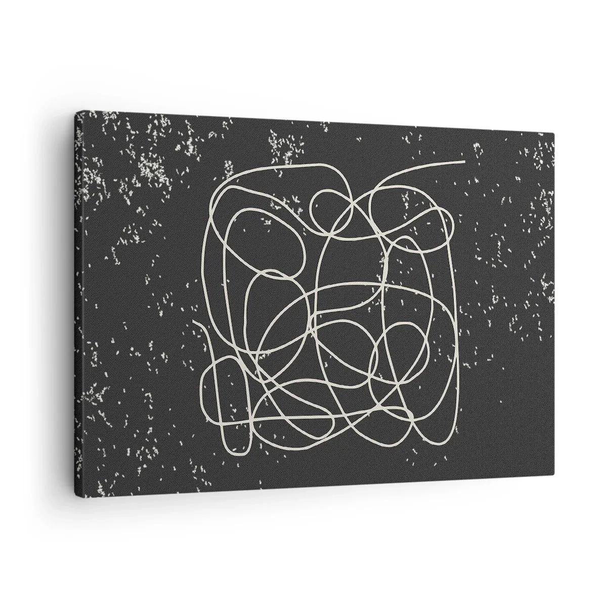 Obraz na plátně - Abstraktní čára na černém pozadí s jemnými detaily - 70x50cm - Toulání myslí - Moderní nástěnná dekorace do obývacího pokoje a ložnice ARTTOR