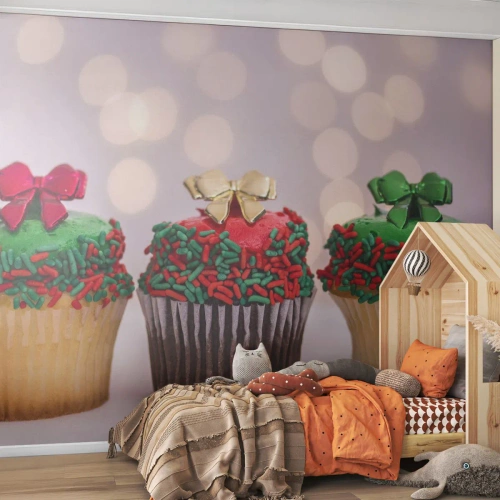 Fototapeta Premium Canvas - Sladkostí až po vrch - Gastronomie, Soubory cookie, Barevné muffiny - 250x175 cm