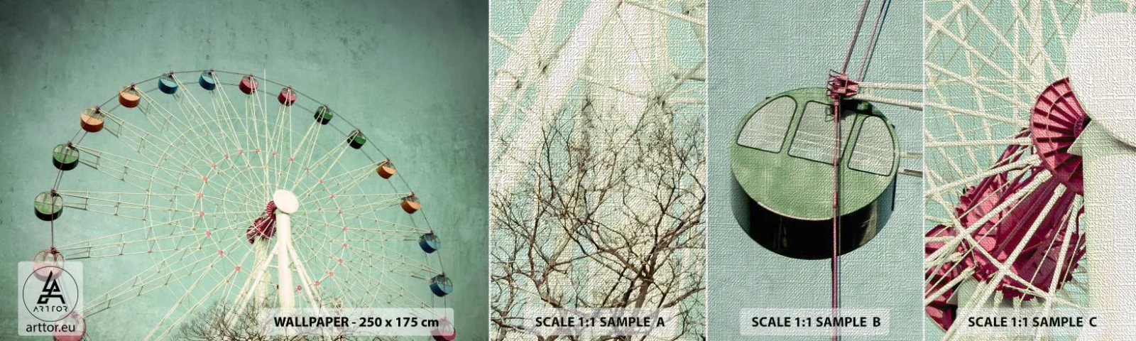 Vzor Fototapety Premium Canvas - Zveme vás k zábavě - Ruské kolo, Kolotoč, Vinobraní - 100x30 cm